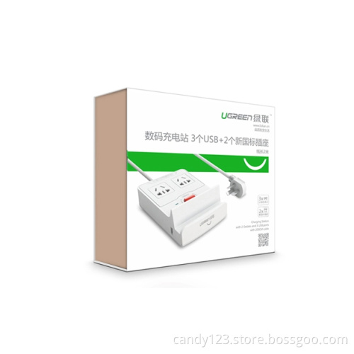 UGREEN Charging Station-3 Ports USB + 2 Sockets